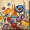 Outdoor Living and Style Blue and Purple Jovial Blooms Outdoor Canvas Square Wall Art Decor 24"